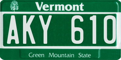 VT license plate AKY610