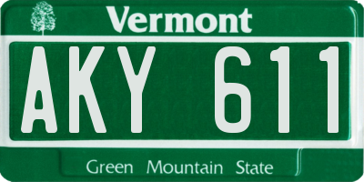 VT license plate AKY611