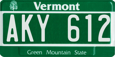 VT license plate AKY612