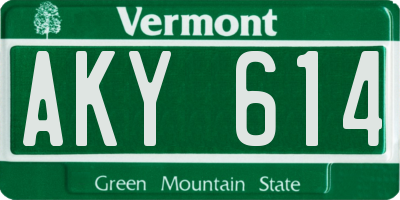 VT license plate AKY614