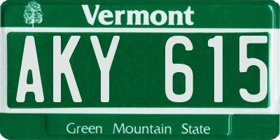 VT license plate AKY615