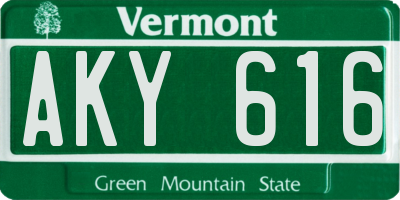 VT license plate AKY616