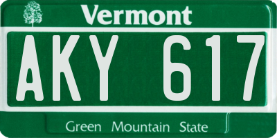 VT license plate AKY617
