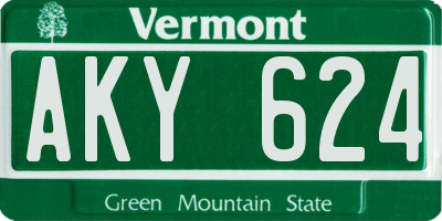 VT license plate AKY624