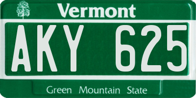 VT license plate AKY625