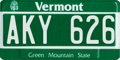 VT license plate AKY626