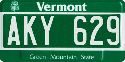 VT license plate AKY629