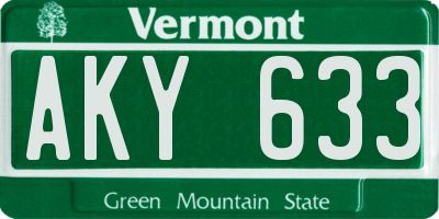 VT license plate AKY633