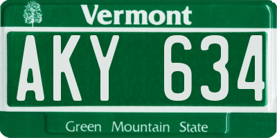 VT license plate AKY634