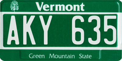 VT license plate AKY635