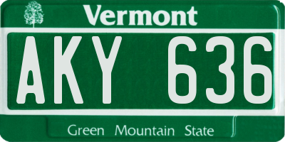 VT license plate AKY636