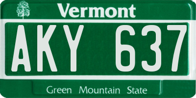 VT license plate AKY637