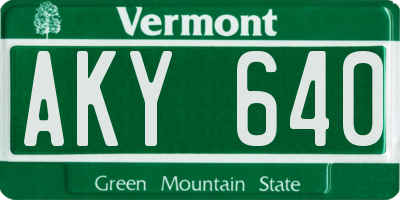 VT license plate AKY640