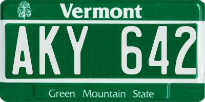 VT license plate AKY642