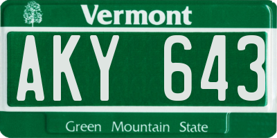 VT license plate AKY643