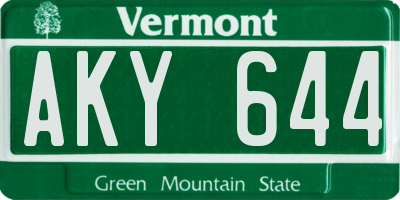 VT license plate AKY644