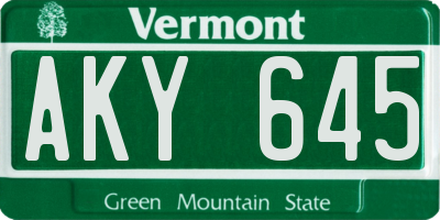 VT license plate AKY645
