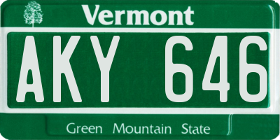 VT license plate AKY646