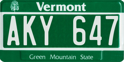 VT license plate AKY647