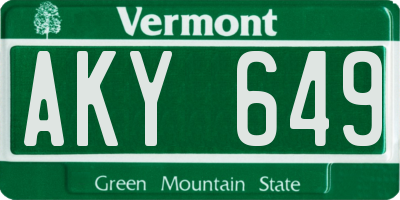 VT license plate AKY649