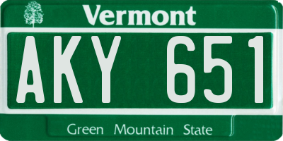VT license plate AKY651