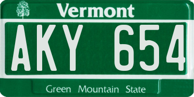 VT license plate AKY654