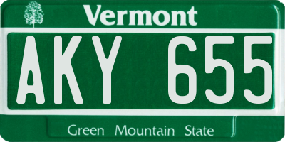 VT license plate AKY655