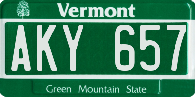VT license plate AKY657
