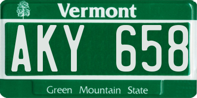 VT license plate AKY658