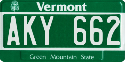 VT license plate AKY662