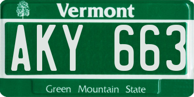 VT license plate AKY663