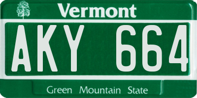 VT license plate AKY664