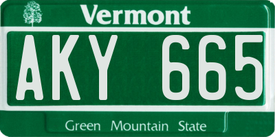 VT license plate AKY665