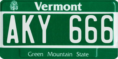 VT license plate AKY666