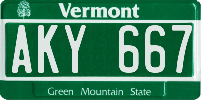 VT license plate AKY667