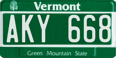 VT license plate AKY668