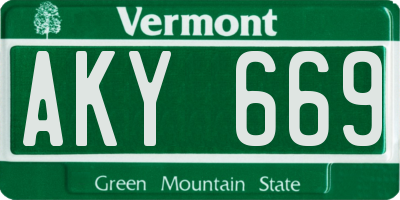 VT license plate AKY669