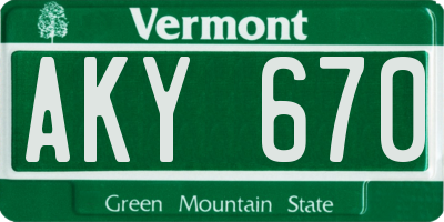 VT license plate AKY670