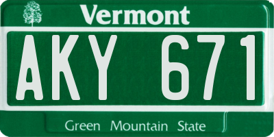 VT license plate AKY671