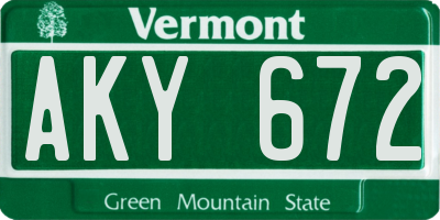 VT license plate AKY672