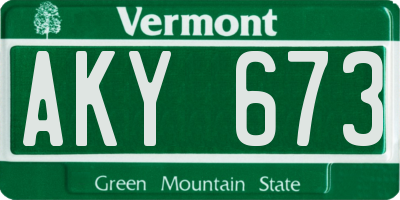 VT license plate AKY673