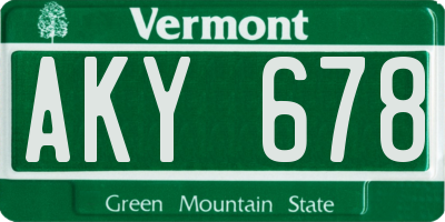 VT license plate AKY678