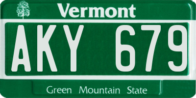 VT license plate AKY679
