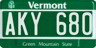 VT license plate AKY680
