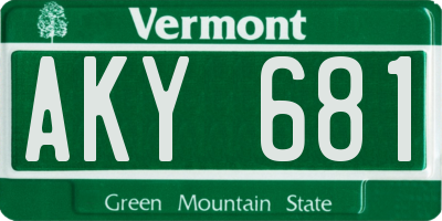 VT license plate AKY681