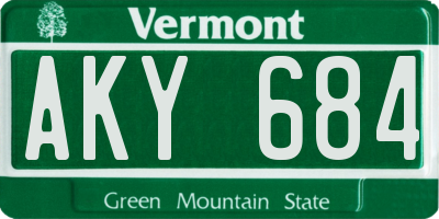 VT license plate AKY684