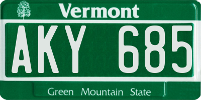 VT license plate AKY685
