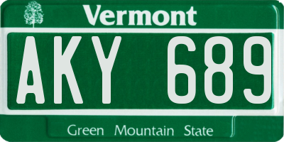 VT license plate AKY689