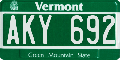 VT license plate AKY692