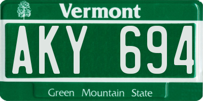 VT license plate AKY694